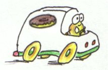 cartoon doughnut driving