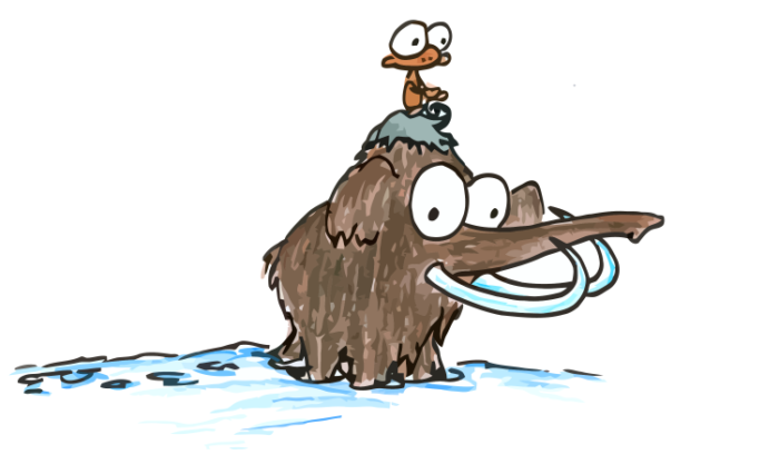 monkey riding a woolly mammoth